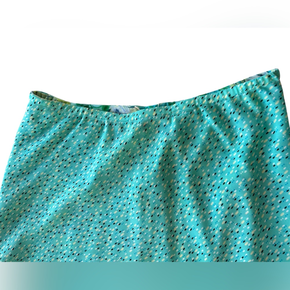 Vintage 90s Notations Reversible Teal A-Line Skirt Floral Turquoise - Picture 4 of 4